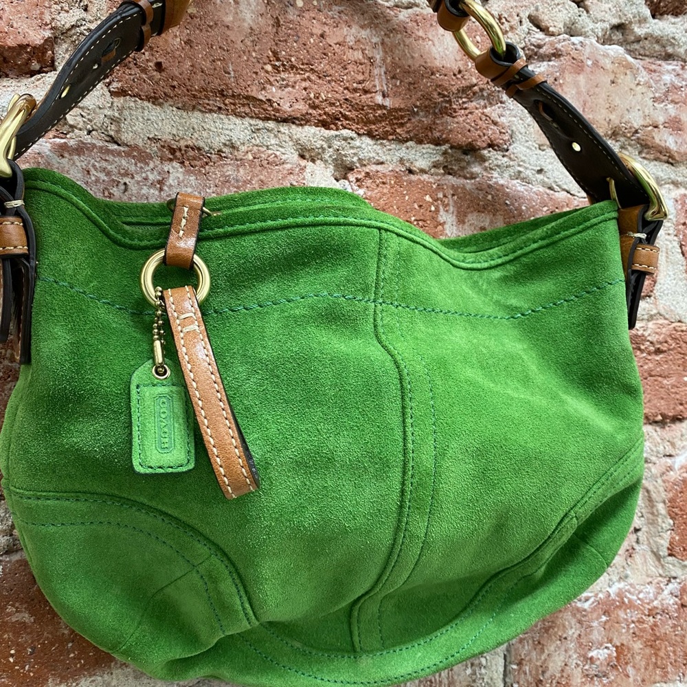 Vintage Coach Bag (circa 2000) Green Suede Mint Condition